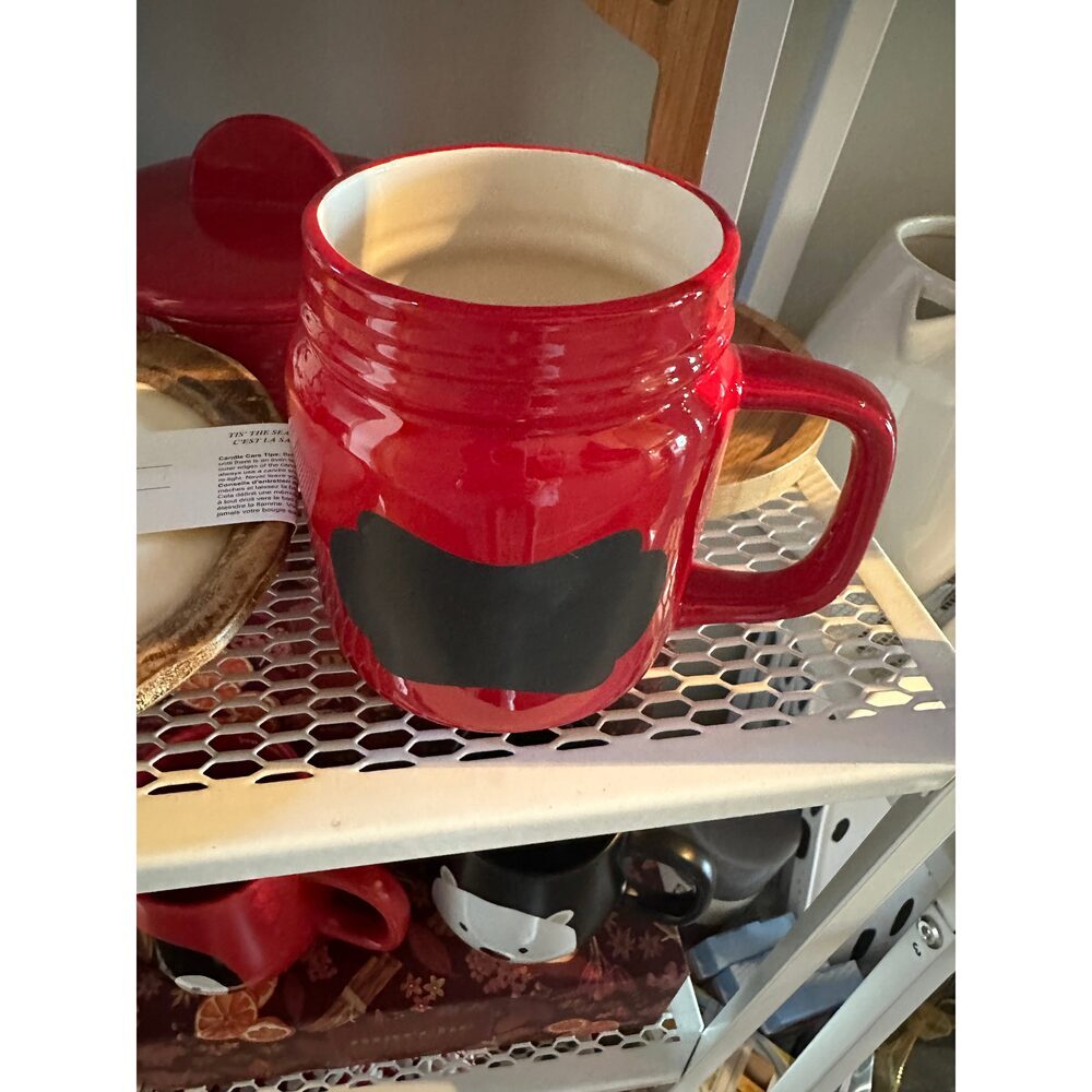 Red Mason Jar Style Mug with Chalkboard Label​